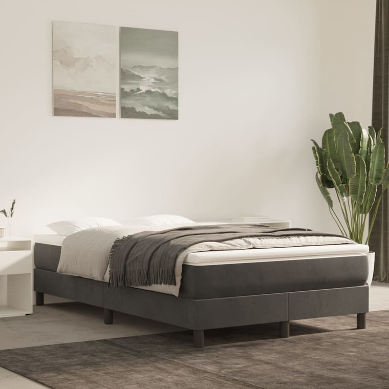 vidaXL Cama boxspring com colchão 120x200 cm veludo cinzento-escuro 1
