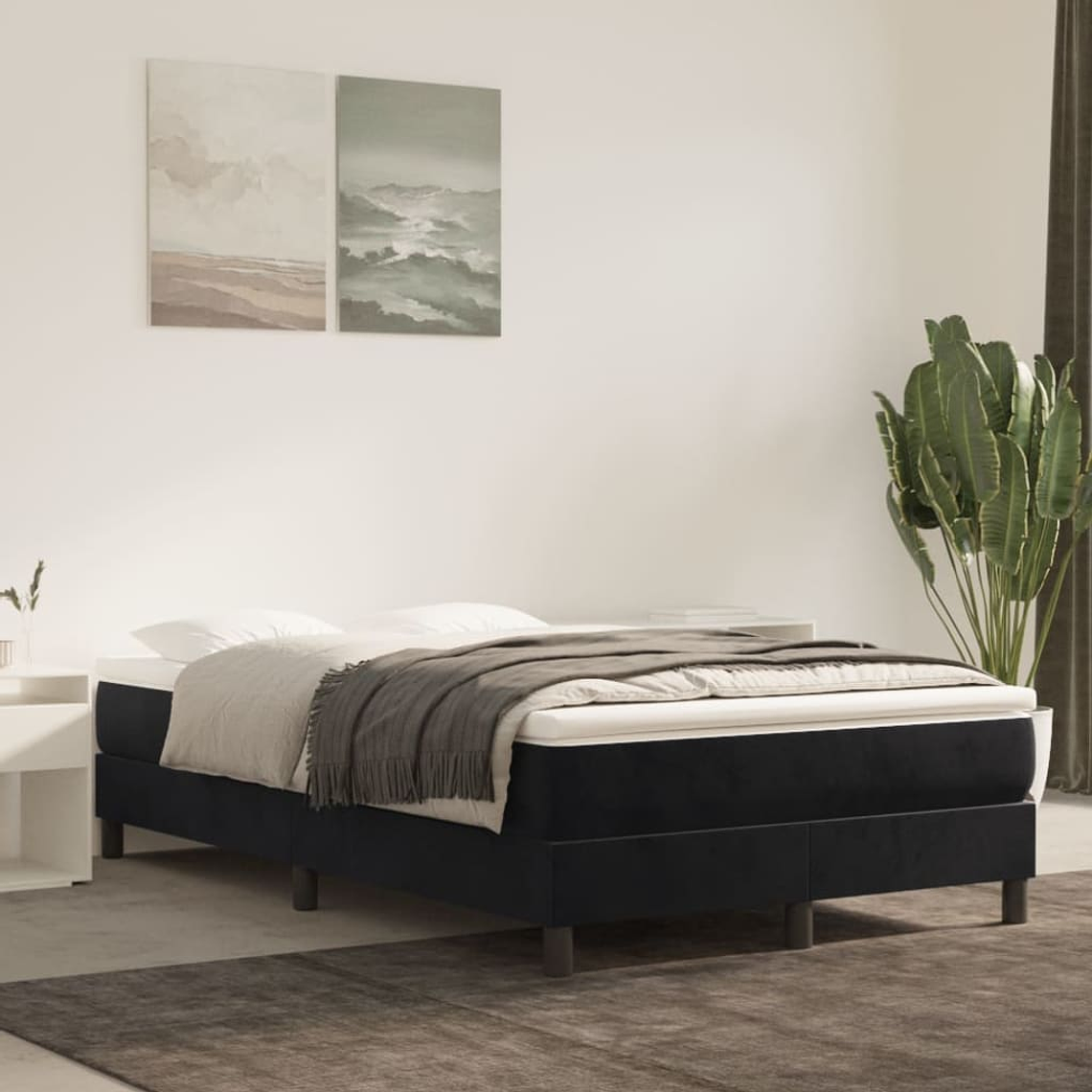 vidaXL Cama boxspring com colchão 120x200 cm veludo preto 1