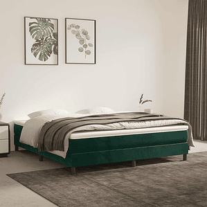 vidaXL Cama com molas/colchão 160x200 cm veludo verde-escuro