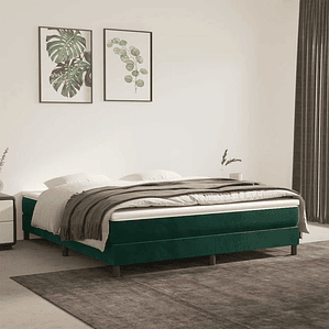 vidaXL Cama com molas/colchão 180x200 cm veludo verde-escuro