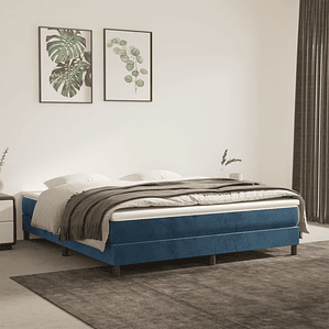 vidaXL Cama com molas/colchão 180x200 cm veludo azul-escuro