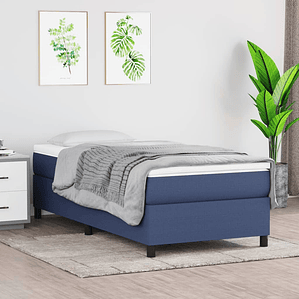 vidaXL Cama com molas/colchão 80x200 cm tecido azul