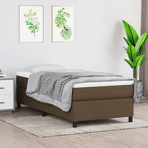 vidaXL Cama com molas/colchão 90x190 cm tecido castanho-escuro