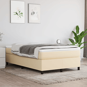 vidaXL Cama com molas/colchão 120x200 cm tecido cor creme