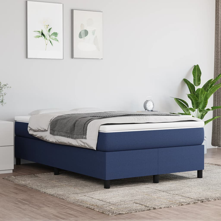 vidaXL Cama com molas/colchão 120x200 cm tecido azul 1
