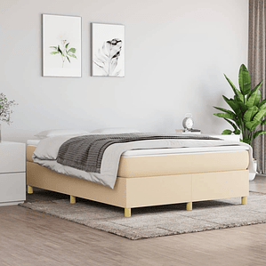 vidaXL Cama com molas/colchão 140x190 cm tecido cor creme