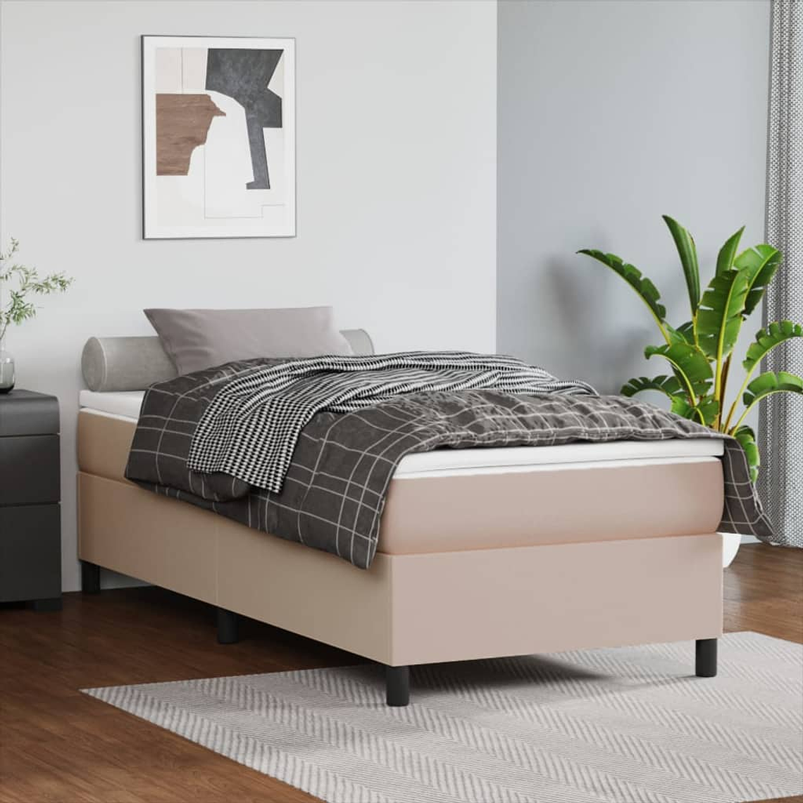 vidaXL Cama com molas/colchão 80x200 cm couro artificial cappuccino 1