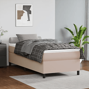 vidaXL Cama com molas/colchão 90x190 cm couro artificial cappuccino