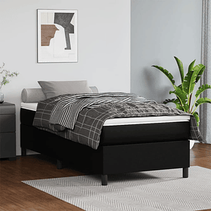vidaXL Cama com molas/colchão 100x200 cm couro artificial preto