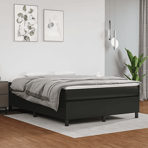 vidaXL Cama com molas/colchão 140x190 cm couro artificial preto