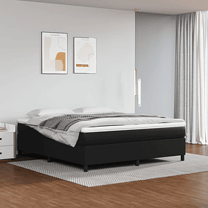 vidaXL Cama com molas/colchão 180x200 cm couro artificial preto