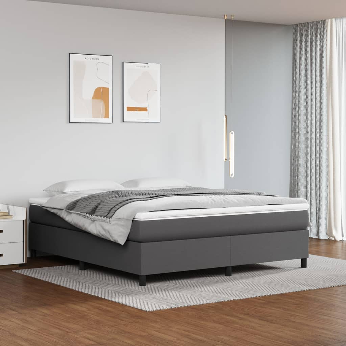 vidaXL Cama com molas/colchão 180x200 cm couro artificial cinza 1