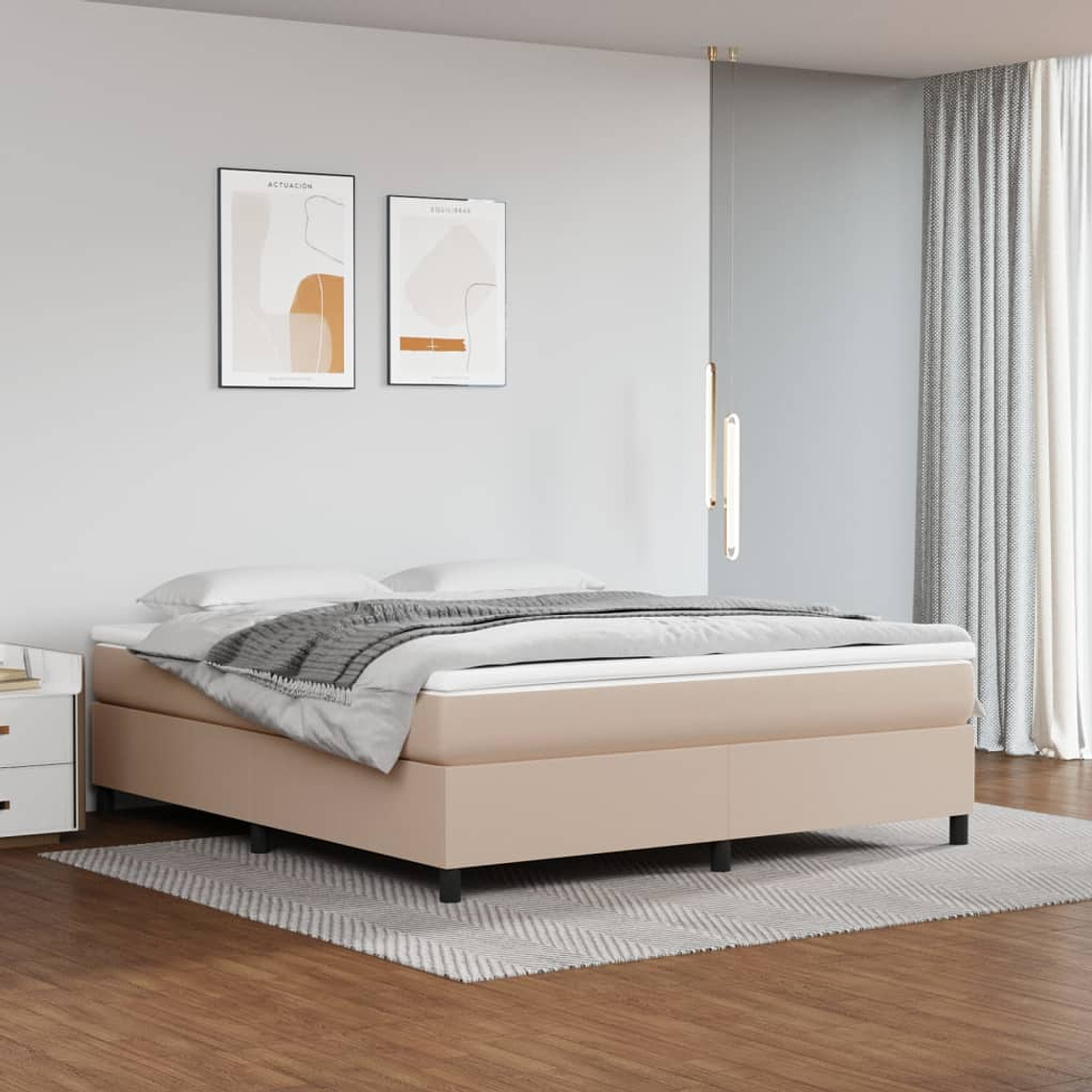 vidaXL Cama com molas/colchão 180x200 cm couro artificial cappuccino 1