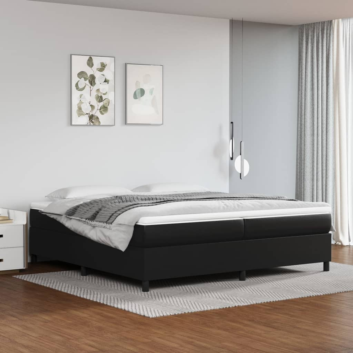vidaXL Cama com molas/colchão 200x200 cm couro artificial preto 1