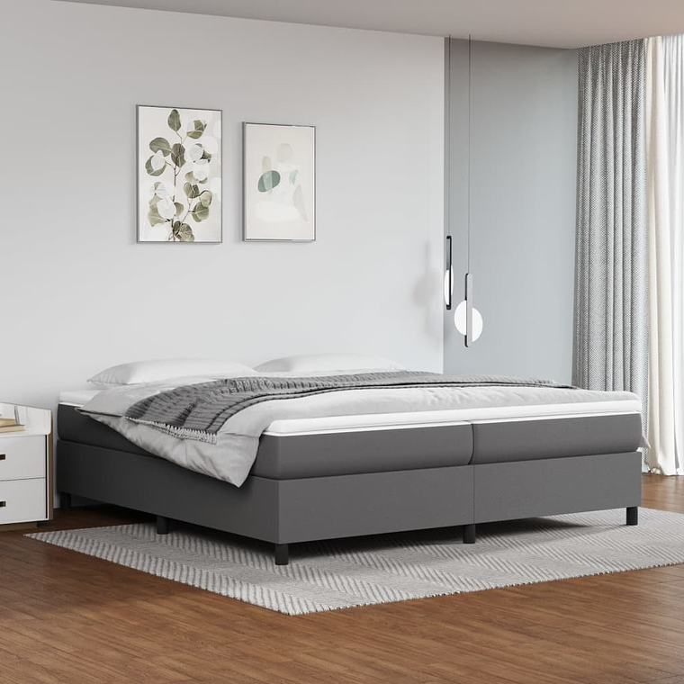 vidaXL Cama com molas/colchão 200x200 cm couro artificial cinzento 1