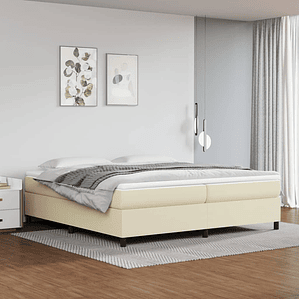vidaXL Cama com molas/colchão 200x200 cm couro artificial cor creme