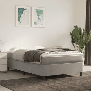 vidaXL Cama boxspring c/ colchão 120x200 cm veludo cinzento-claro