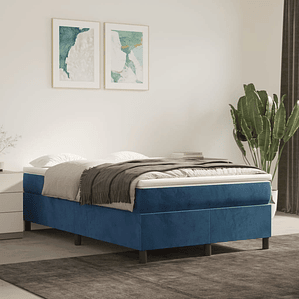 vidaXL Cama boxspring com colchão 120x200 cm veludo azul-escuro
