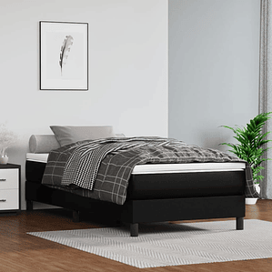 vidaXL Cama com molas/colchão 90x190 cm couro artificial preto