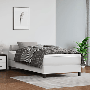 vidaXL Cama com molas/colchão 100x200 cm couro artificial branco