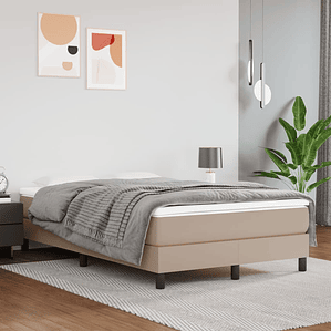 vidaXL Cama com molas/colchão 120x200 cm couro artificial cappuccino