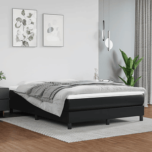 vidaXL Cama com molas/colchão 140x190 cm couro artificial preto