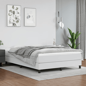 vidaXL Cama com molas/colchão 140x190 cm couro artificial branco