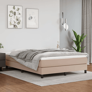 vidaXL Cama com molas/colchão 140x190 cm couro artificial cappuccino