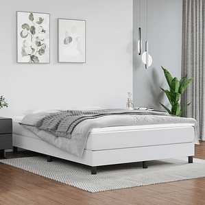 vidaXL Cama com molas/colchão 140x200 cm couro artificial branco