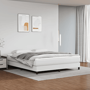 vidaXL Cama com molas/colchão 160x200 cm couro artificial branco
