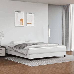 vidaXL Cama com molas/colchão 180x200 cm couro artificial branco