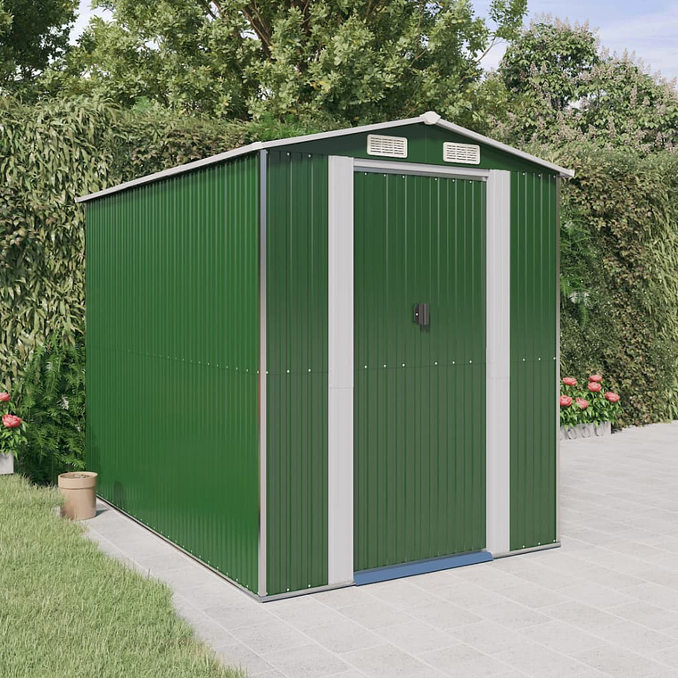 vidaXL Abrigo de jardim 192x274x223 cm aço galvanizado verde 1