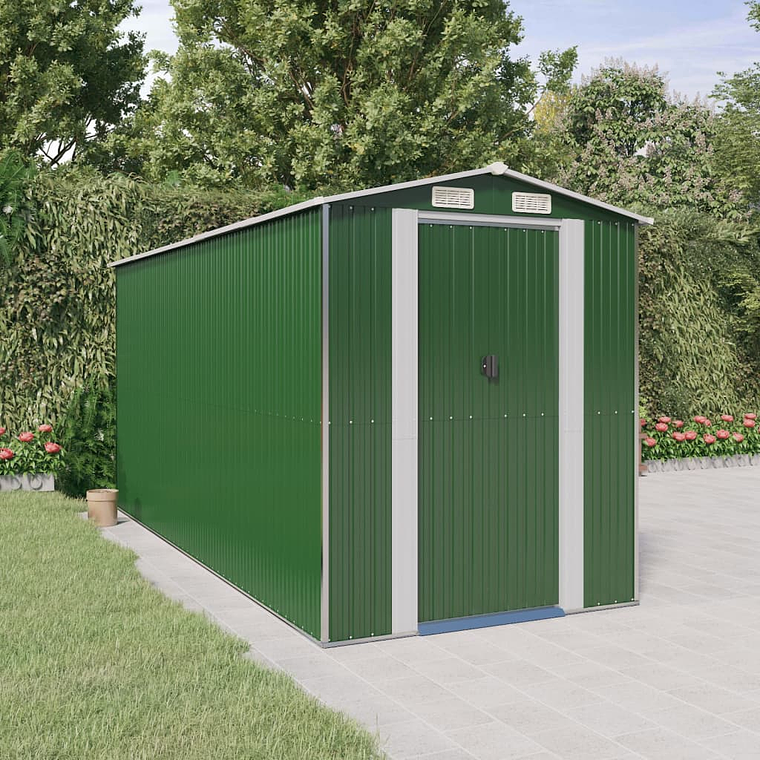 vidaXL Abrigo de jardim 192x440x223 cm aço galvanizado verde 1