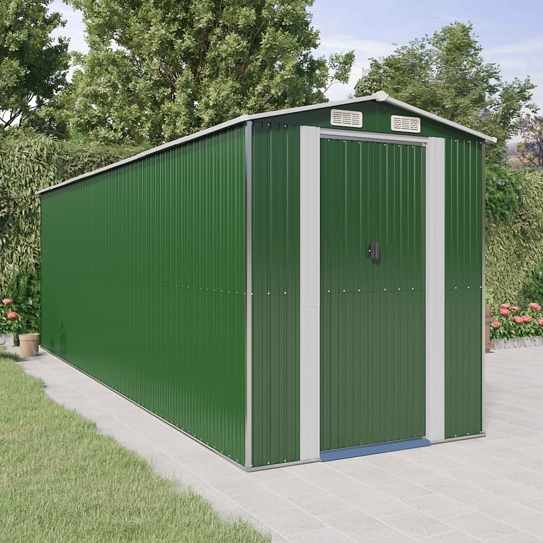 vidaXL Abrigo de jardim 192x606x223 cm aço galvanizado verde 1