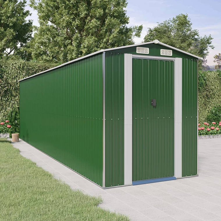 vidaXL Abrigo de jardim 192x689x223 cm aço galvanizado verde 1