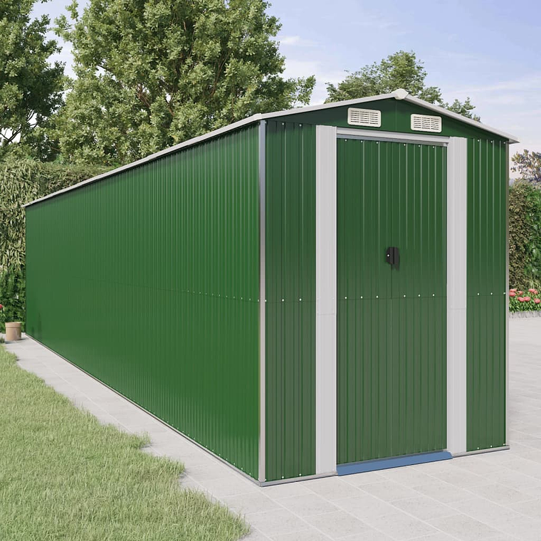 vidaXL Abrigo de jardim 192x855x223 cm aço galvanizado verde 1