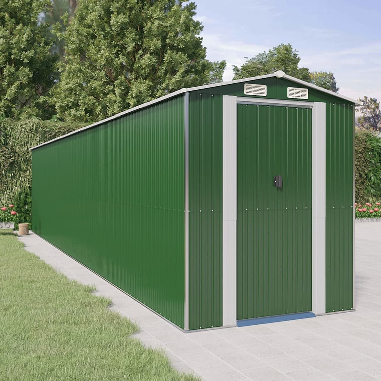 vidaXL Abrigo de jardim 192x938x223 cm aço galvanizado verde 1