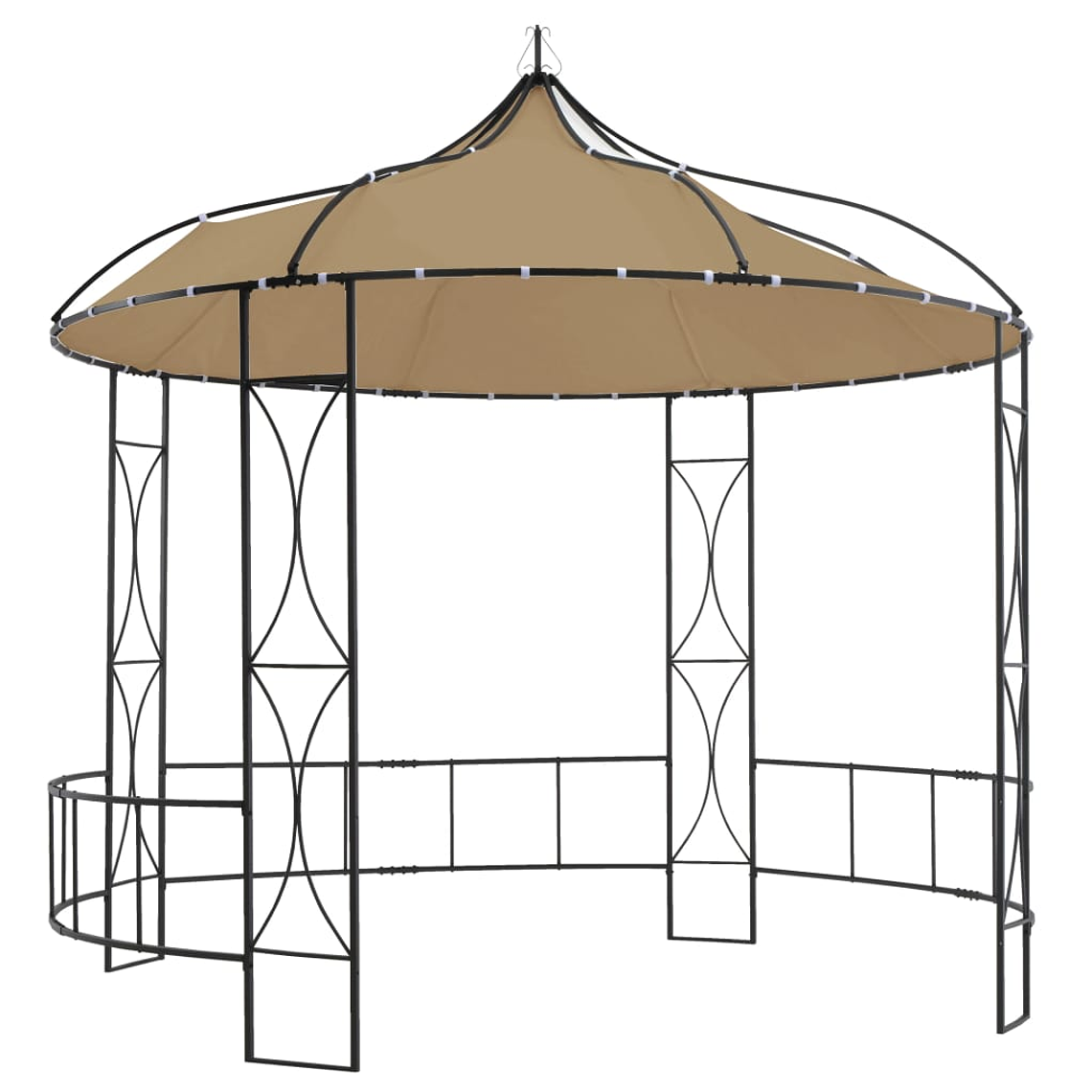vidaXL Gazebo redondo 300x290 cm cinzento-acastanhado 1