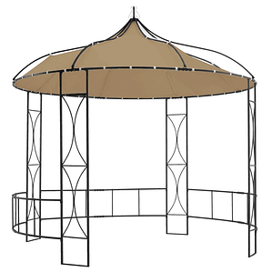 vidaXL Gazebo redondo 300x290 cm cinzento-acastanhado