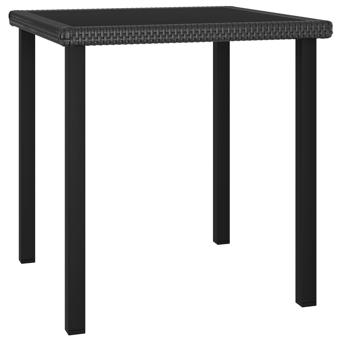 vidaXL Mesa de jantar jardim 70x70x73 cm vime PE preto 1