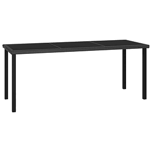vidaXL Mesa de jantar jardim 180x70x73 cm vime PE preto