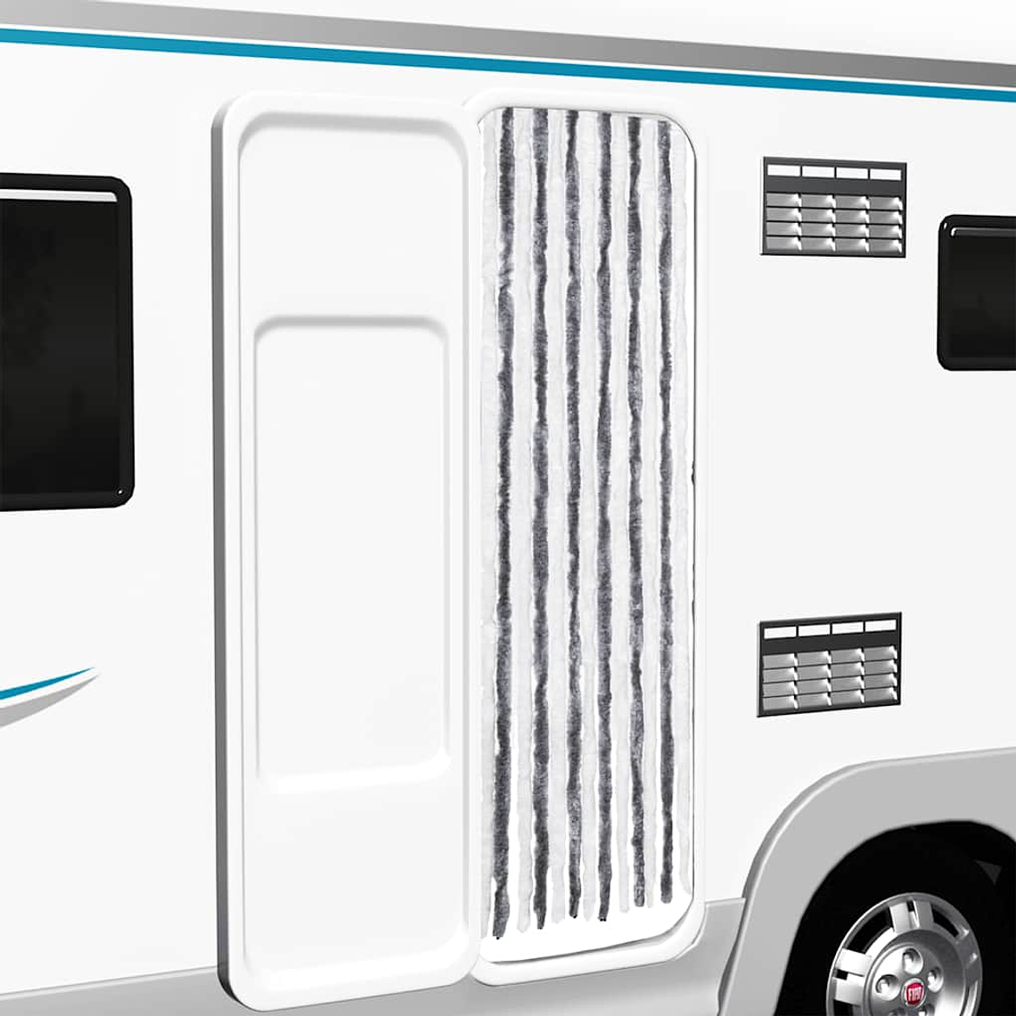 vidaXL Cortina anti-insetos 56x200 cm chenille cinzento e branco 1