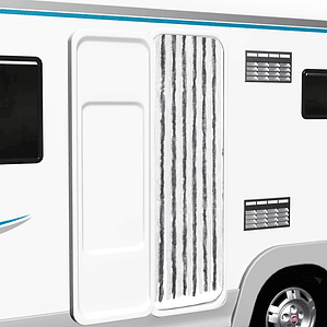 vidaXL Cortina anti-insetos 56x200 cm chenille cinzento e branco