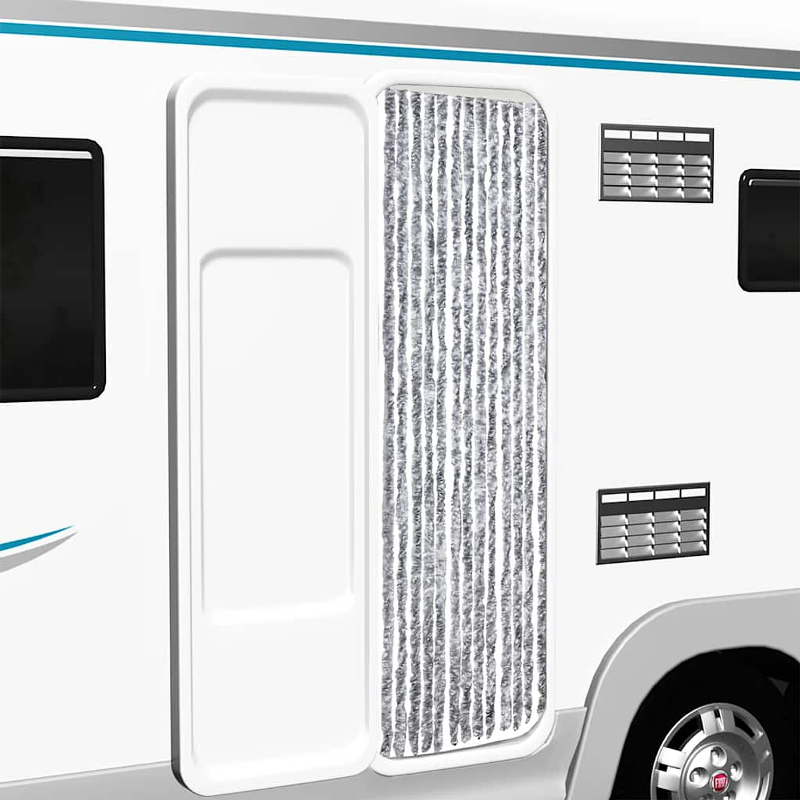 vidaXL Cortina anti-insetos 56x200 cm chenille branco e cinzento 1