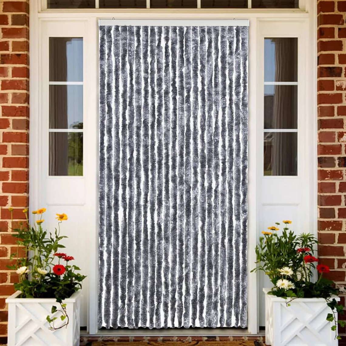 vidaXL Cortina anti-insetos 90x200 cm chenille prateado 1