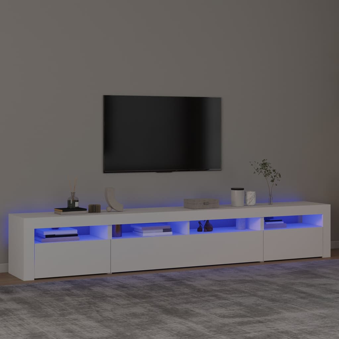 vidaXL Móvel de TV com luzes LED 240x35x40 cm branco 1
