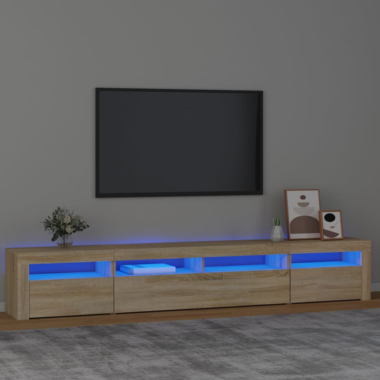 vidaXL Móvel de TV com luzes LED 240x35x40 cm carvalho sonoma 1