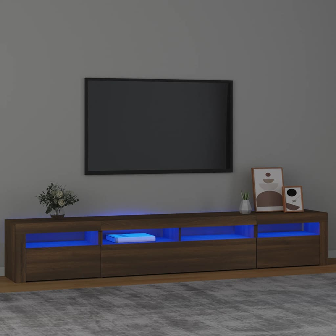 vidaXL Móvel de TV com luzes LED 240x35x40 cm cor carvalho castanho 1
