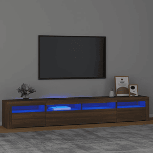 vidaXL Móvel de TV com luzes LED 240x35x40 cm cor carvalho castanho