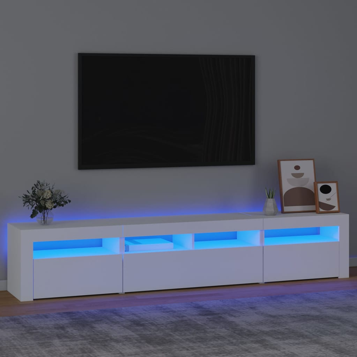 vidaXL Móvel de TV com luzes LED 210x35x40 cm branco 1